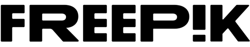 The word FREEPIK is displayed in bold, black, uppercase letters on a light gray background. The letter I is replaced with an exclamation mark. Logo of Freepik AI Suite.