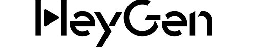 Logo with the word HeyGen in bold, modern black font on a light gray background. The letter H features a play button symbol as part of its design. Logo of Heygen Avatar Provider.