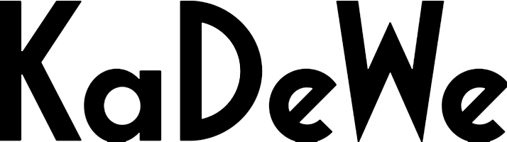 Black text logo reads KaDeWe in a bold, modern font with varying letter heights and thicknesses, set against a light gray background.