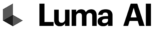 The word Luma AI, created with AI Art, appears in lowercase cursive black letters on a white background. Logo from Luma ai / The Visiblemaker